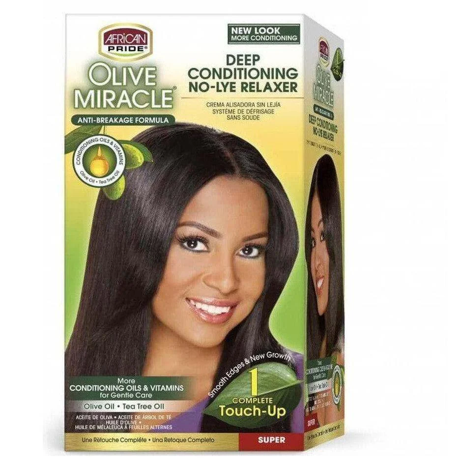 African Pride Olive Miracle Deep Conditioning No-Lye Relaxer Super 1 Touch-Up Kit