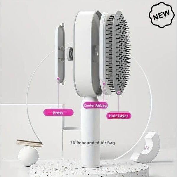 Dreamfix Self Cleaning Hair Detangling and Scalp Massager Brushes White/Purple - Image 8